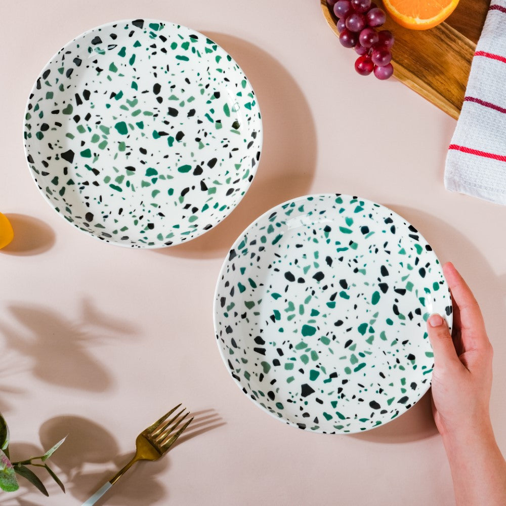 Mosaic Plate Dark Green Set Of 2 8.5 Inch