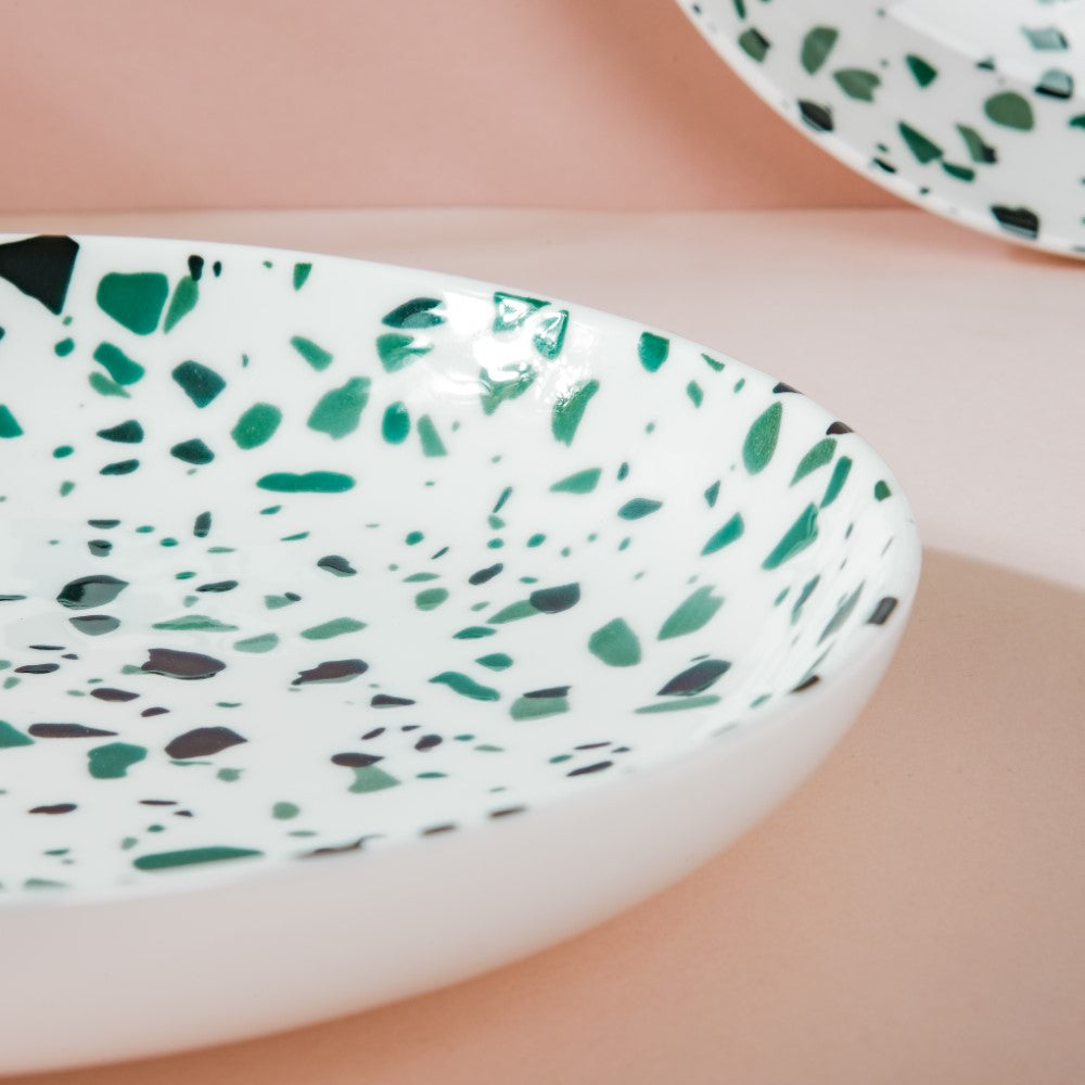 Mosaic Plate Dark Green Set Of 2 8.5 Inch