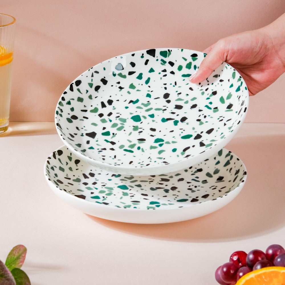 Mosaic Plate Dark Green Set Of 2 8.5 Inch