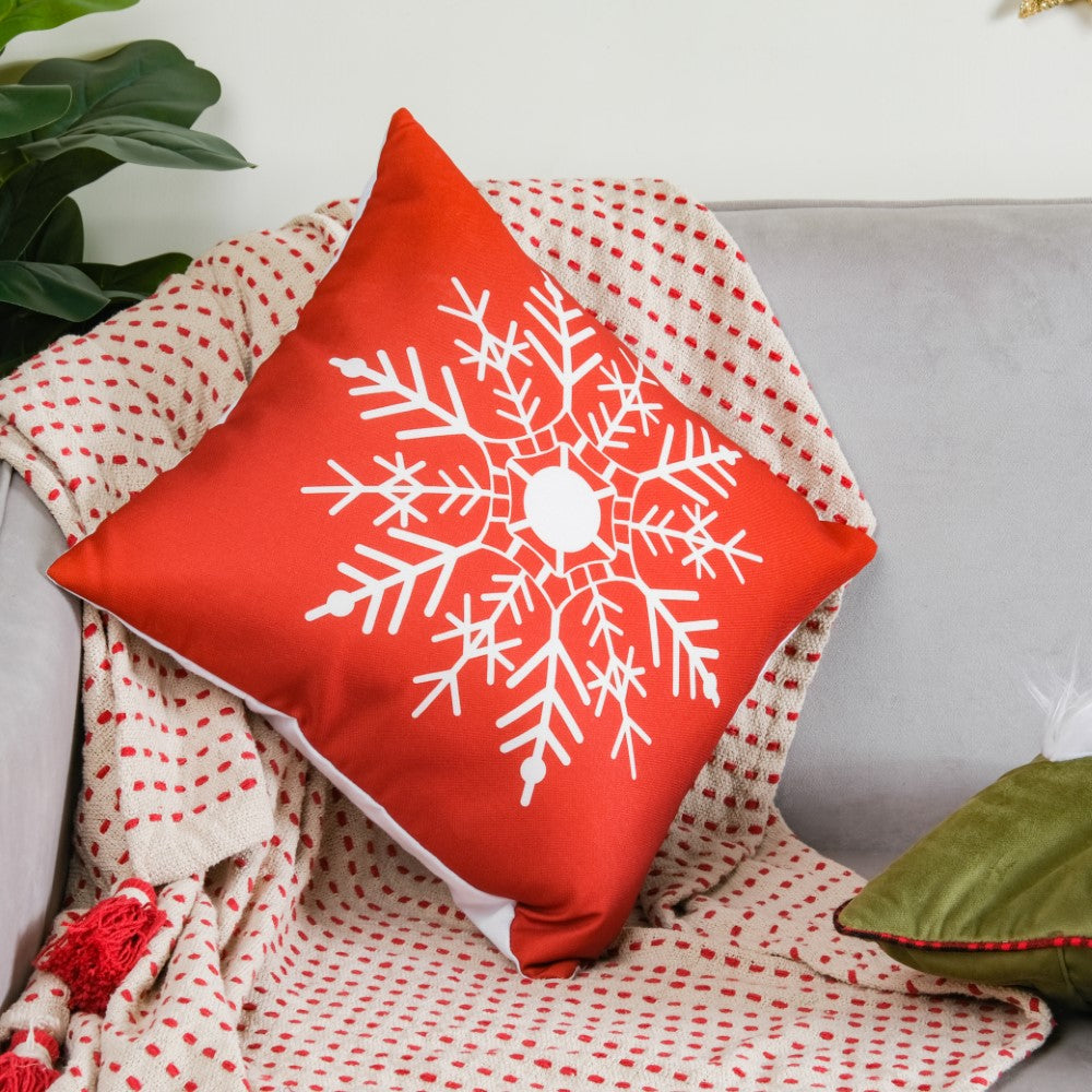 Christmas Velvet Snowflake Cushion Cover 16 X 16 Inch