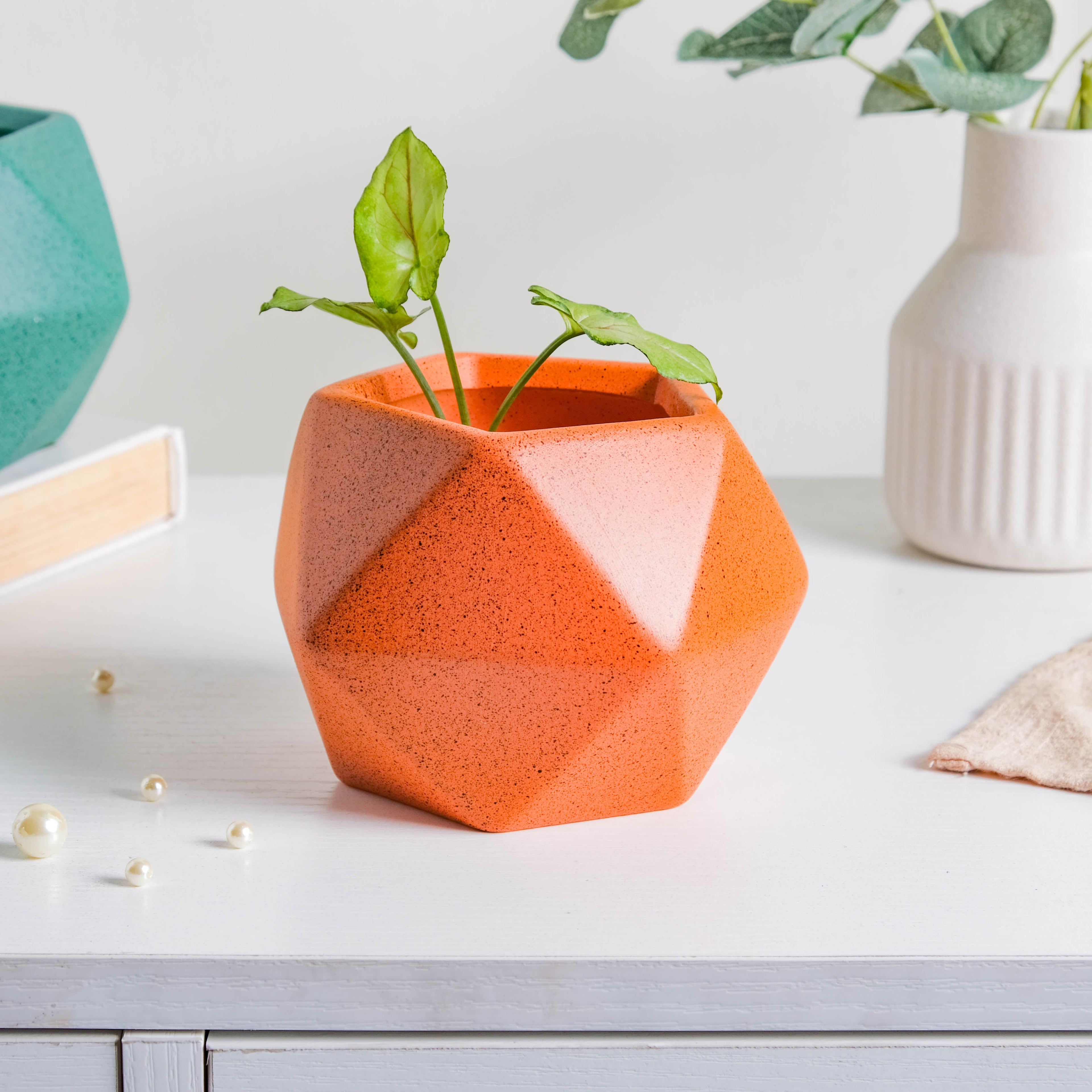 Orange Abstract Plant Pot
