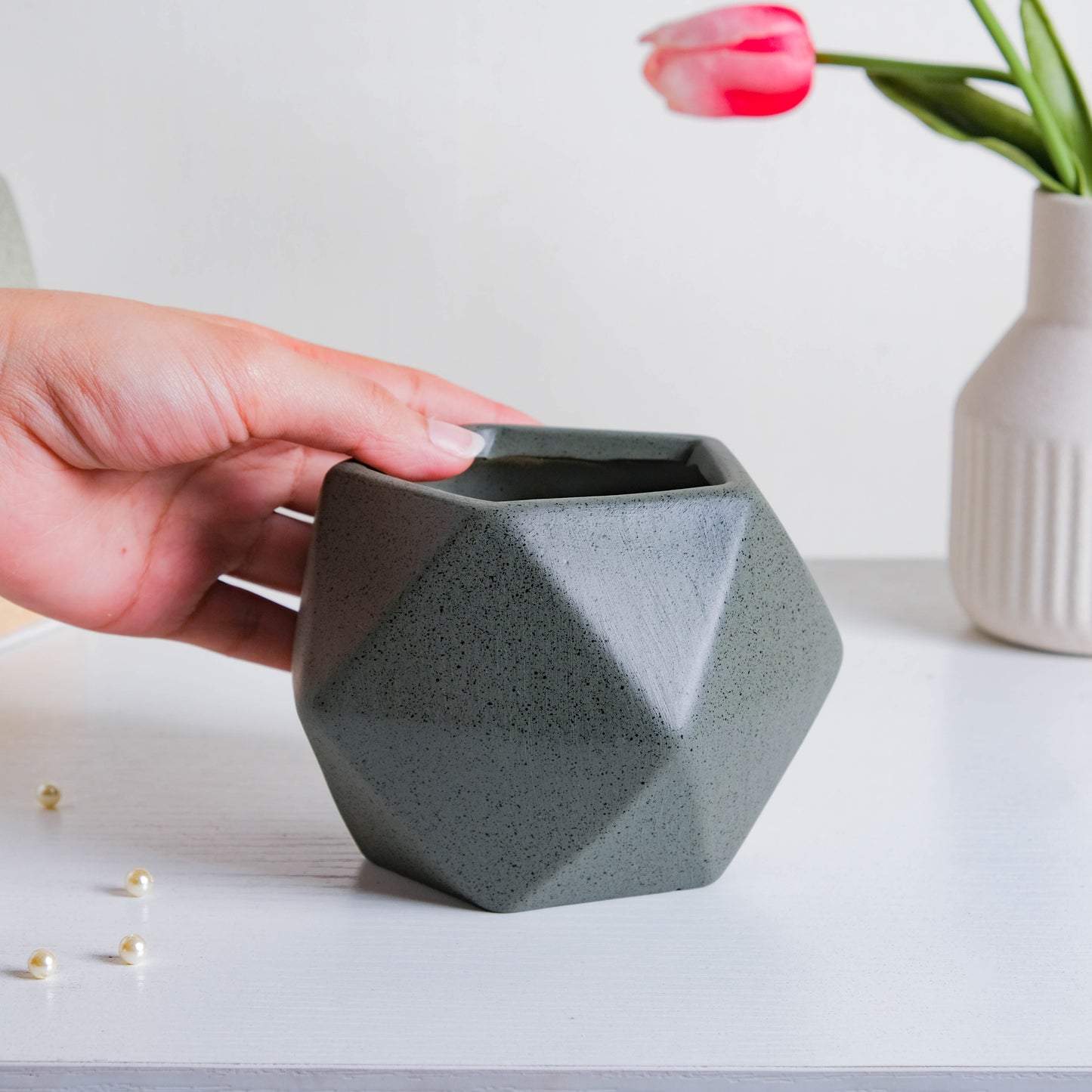 Grey Abstract Plant Pot