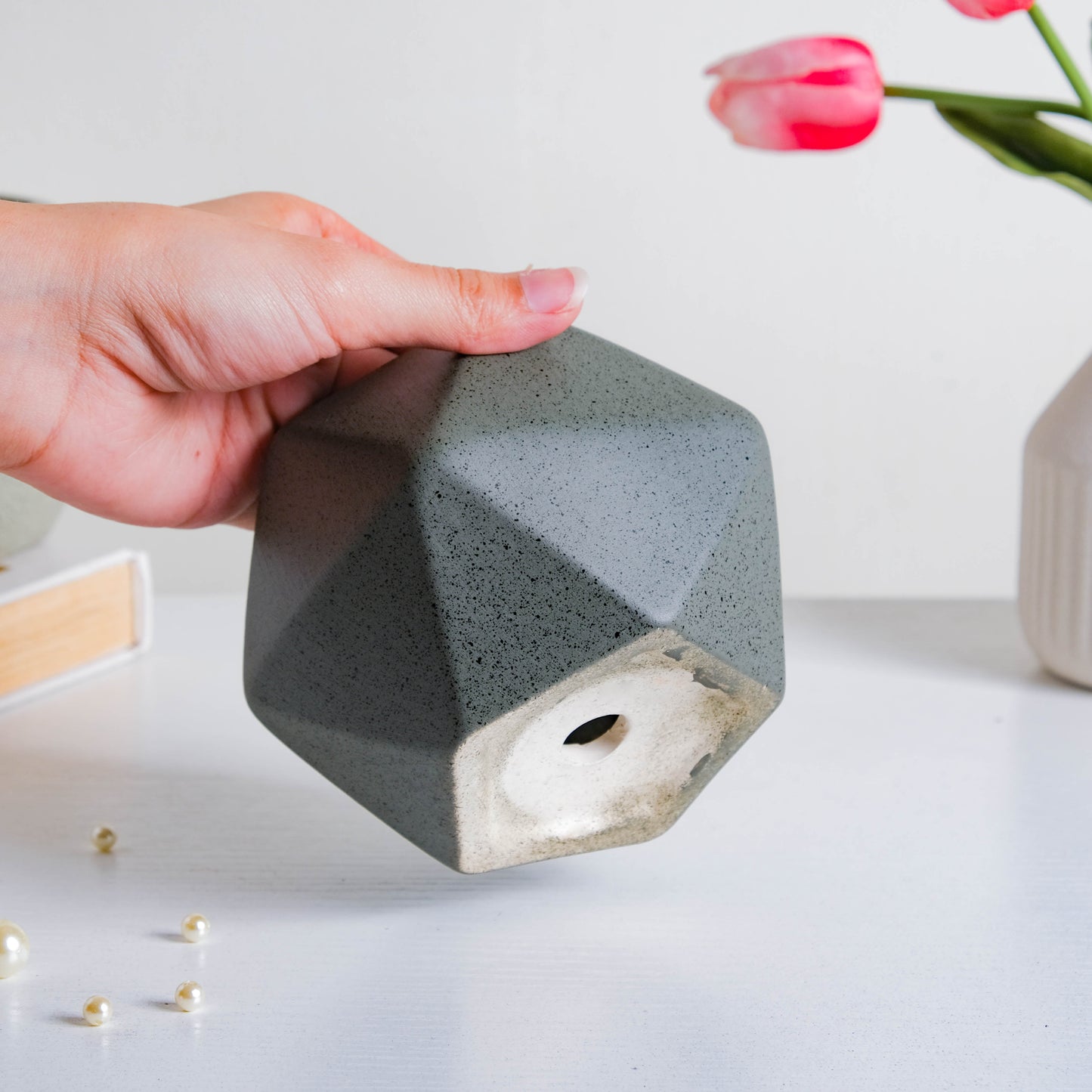 Grey Abstract Plant Pot