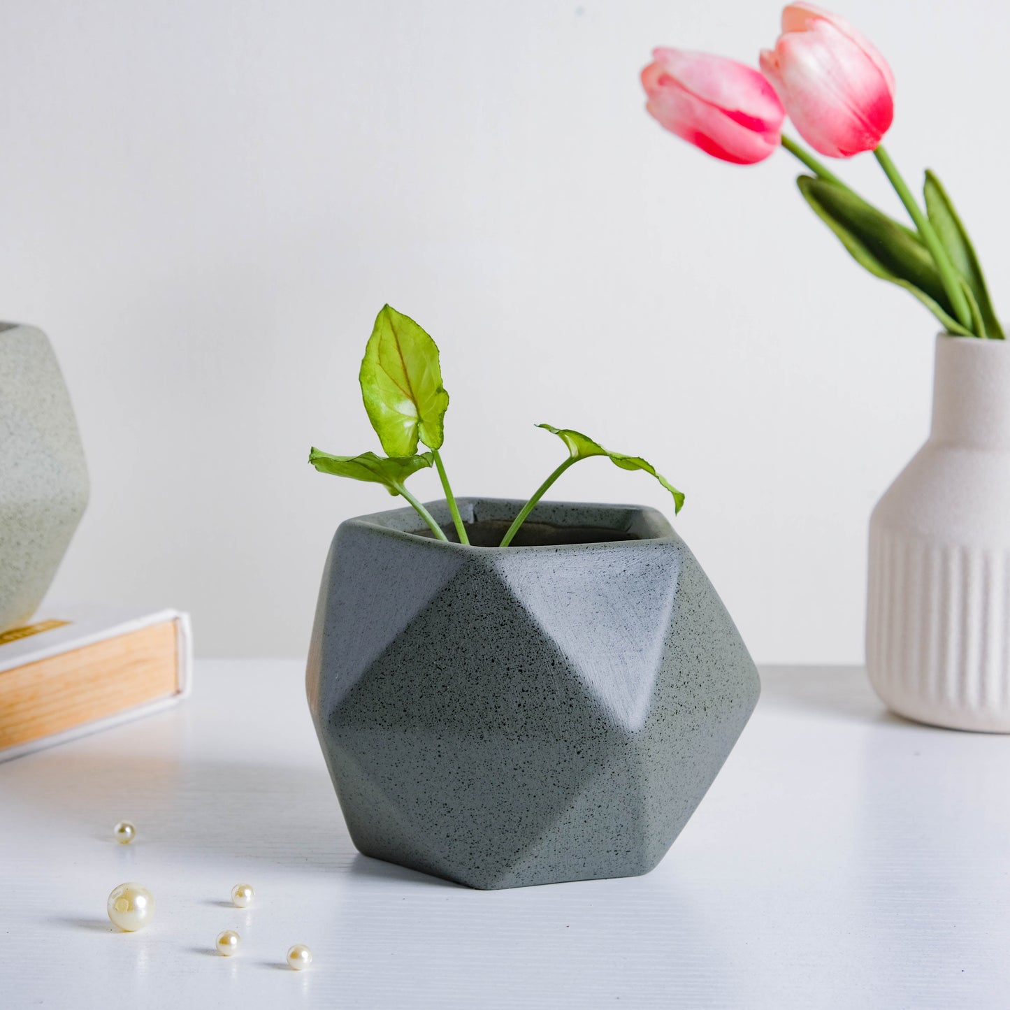 Grey Abstract Plant Pot