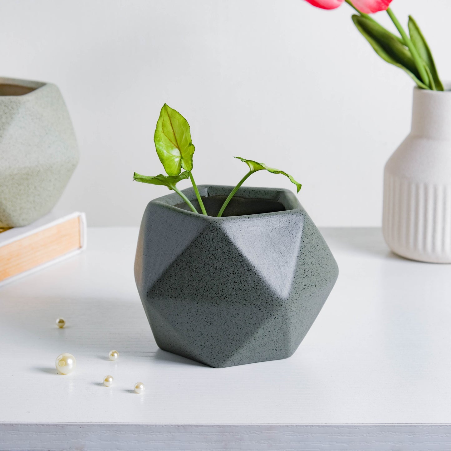 Grey Abstract Plant Pot