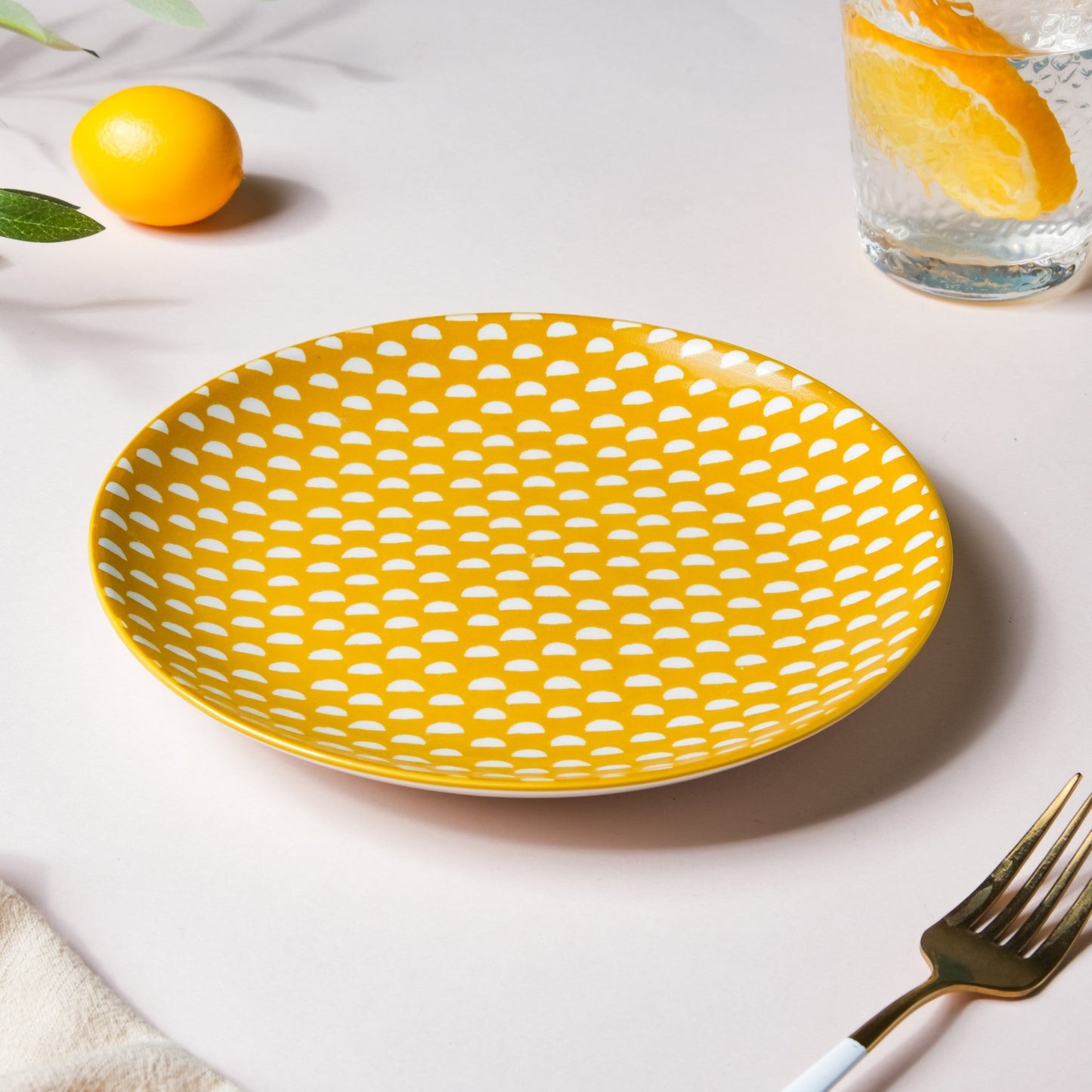 Geometric Mustard Snack Plate 7.5 Inch Set Of 2