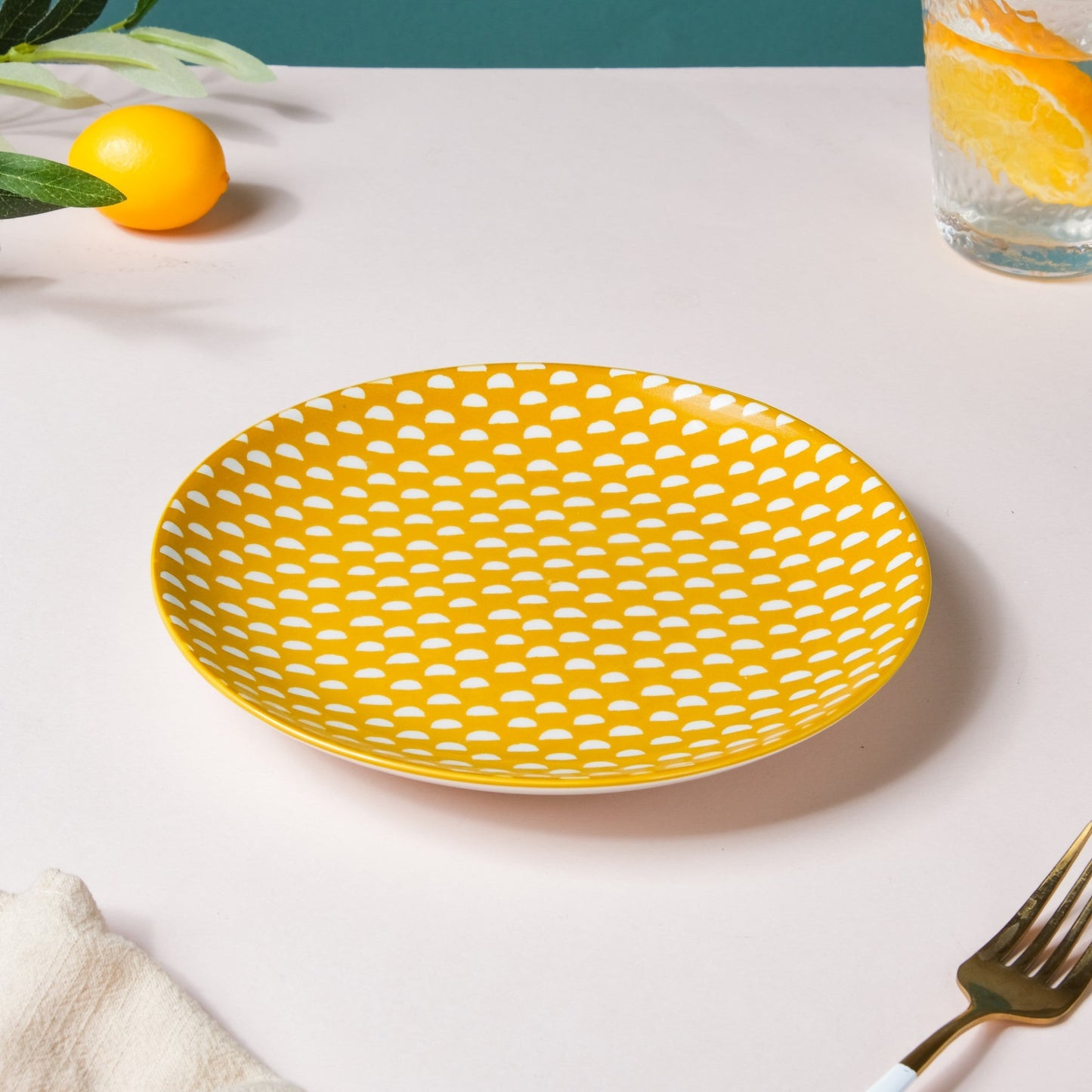 Geometric Mustard Snack Plate 7.5 Inch Set Of 2