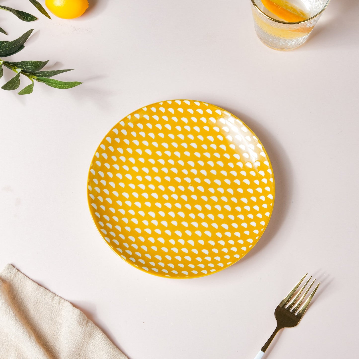 Geometric Mustard Snack Plate 7.5 Inch Set Of 2