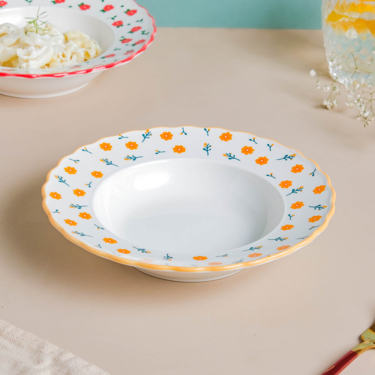 Enchanted Summer Pasta Plate Orange