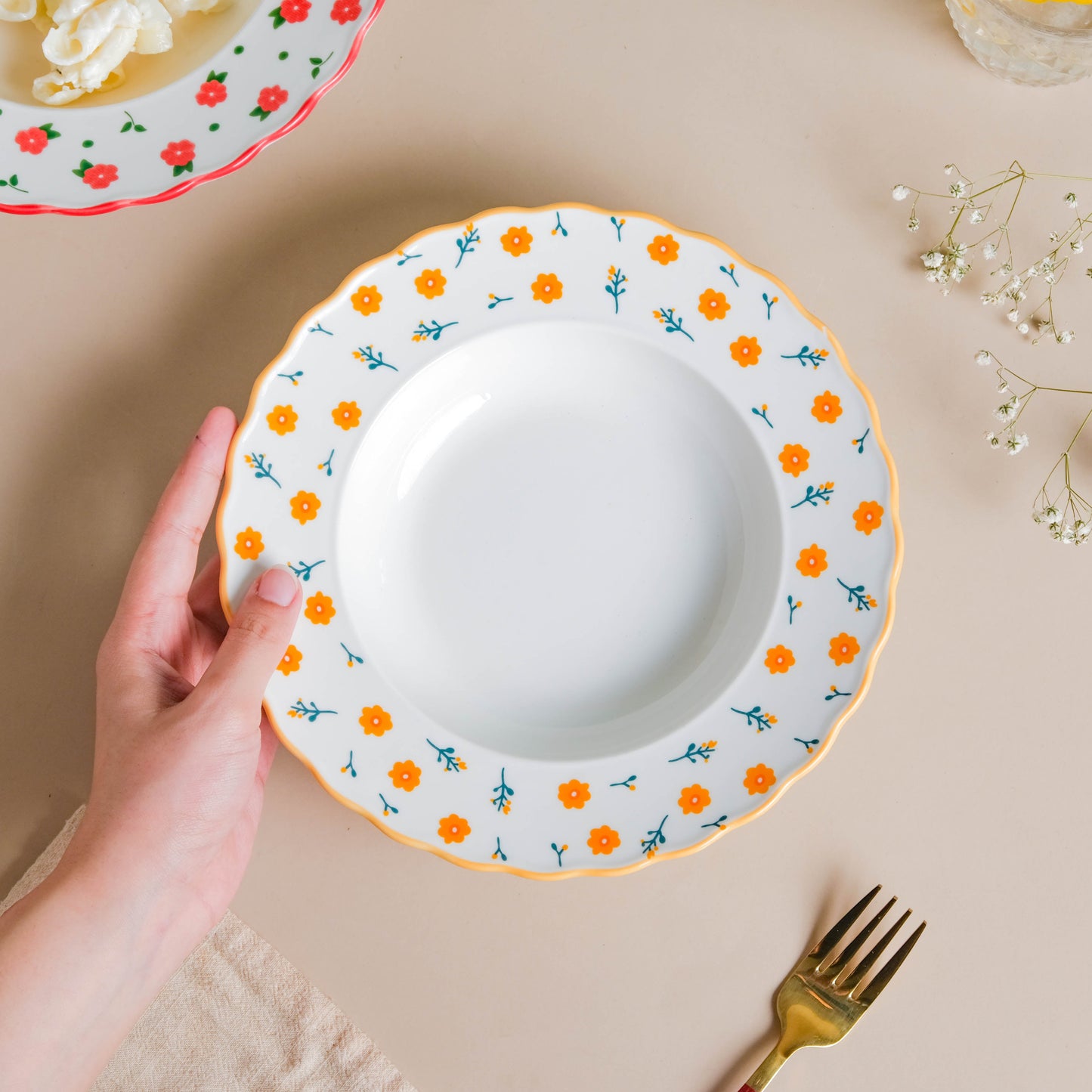 Enchanted Summer Pasta Plate Orange