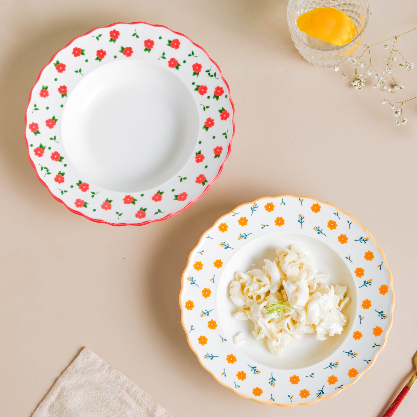 Enchanted Summer Pasta Plate Orange