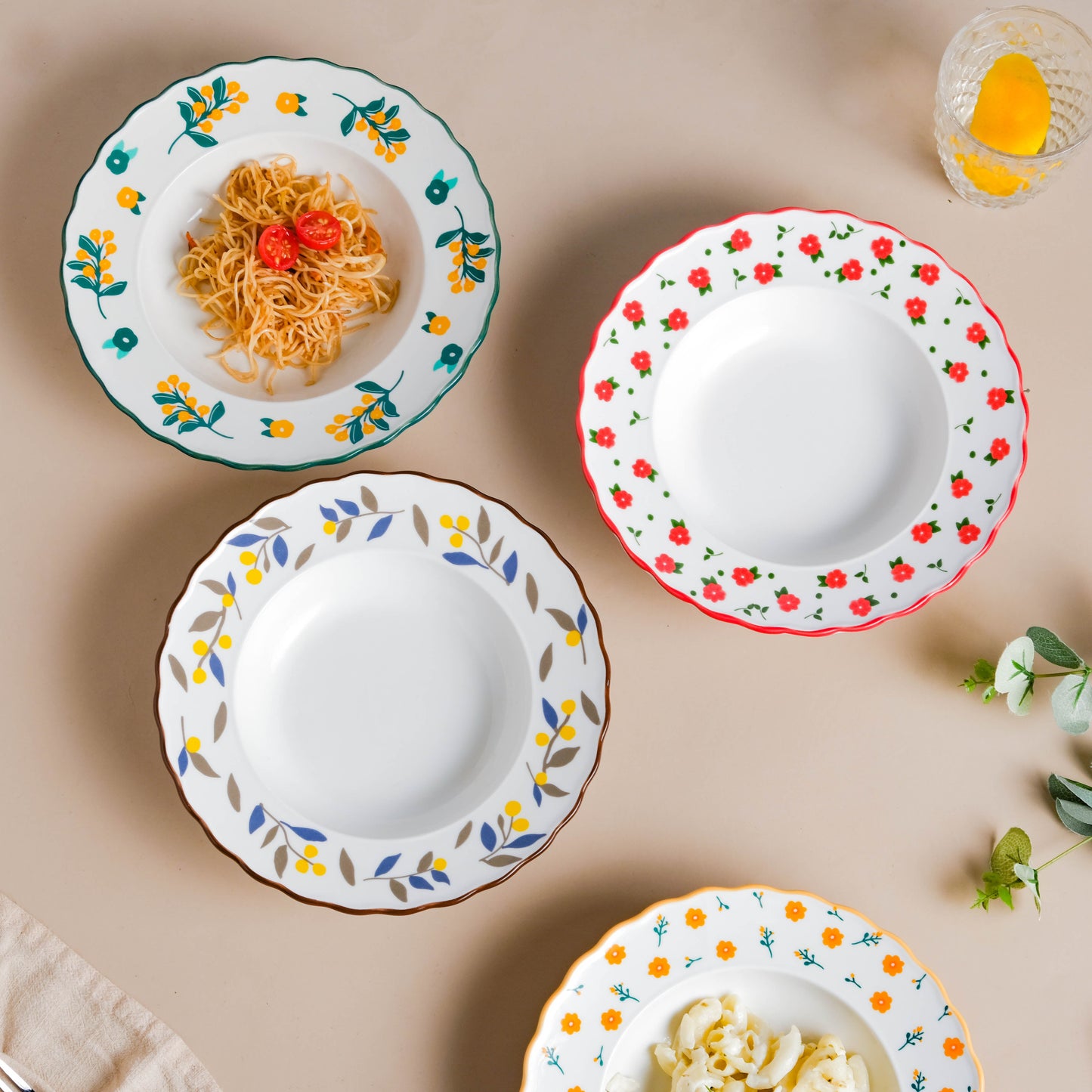 Enchanted Summer Pasta Plate Orange