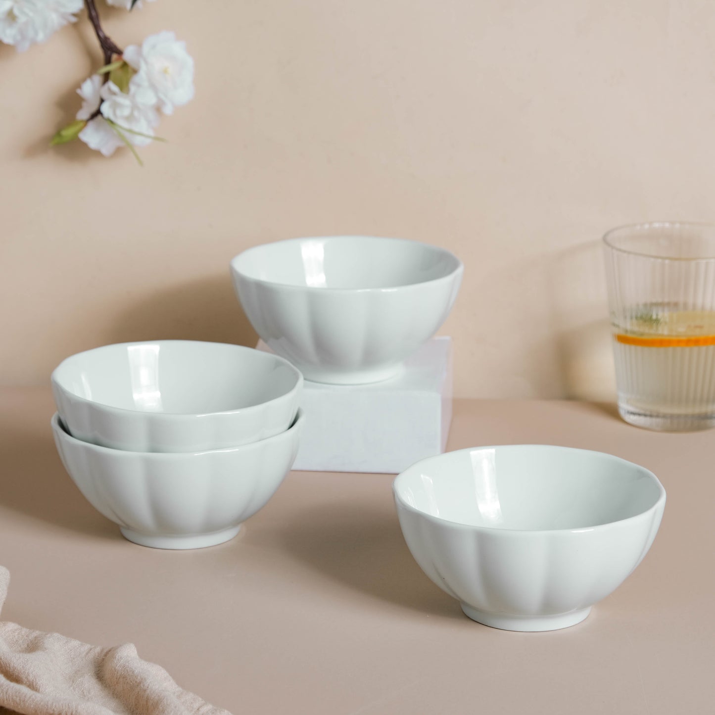 Scalloped Mint Bowl Set of 4