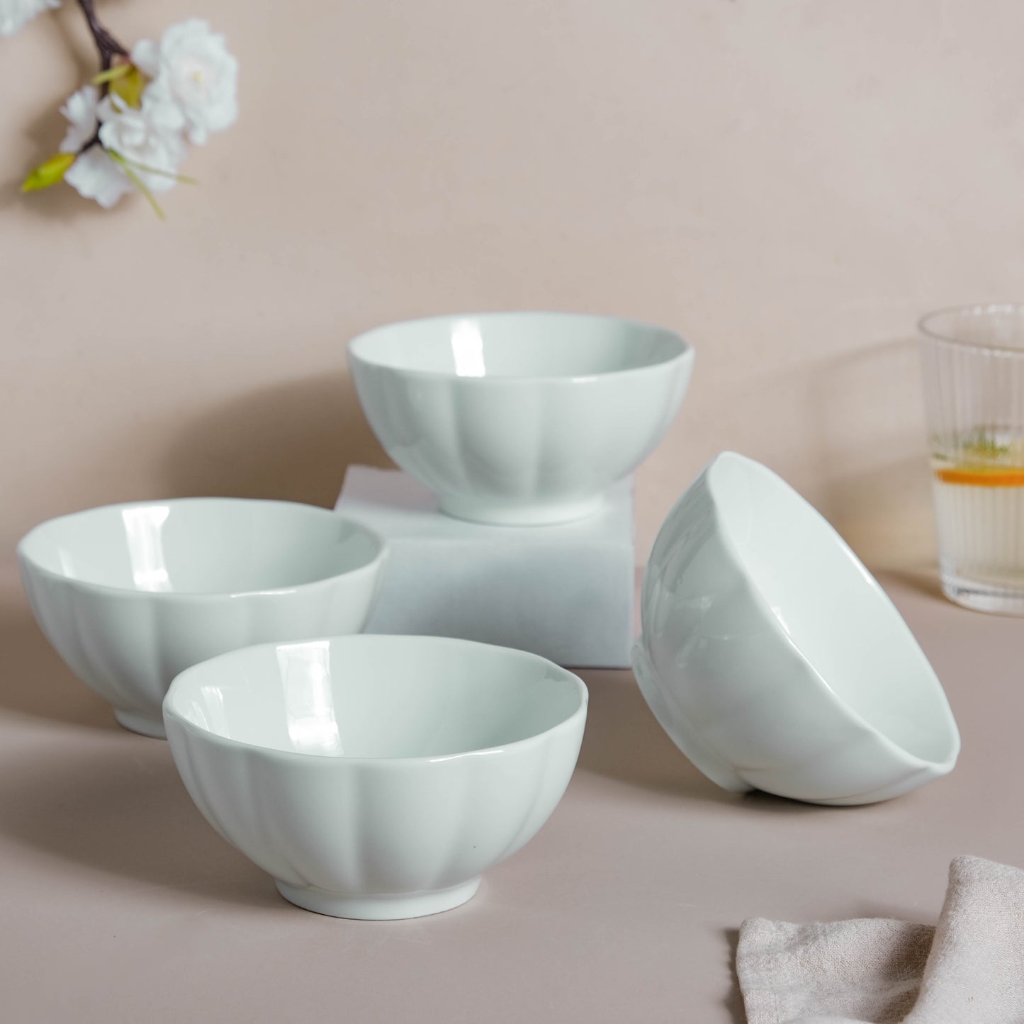 Scalloped Mint Bowl Set of 4