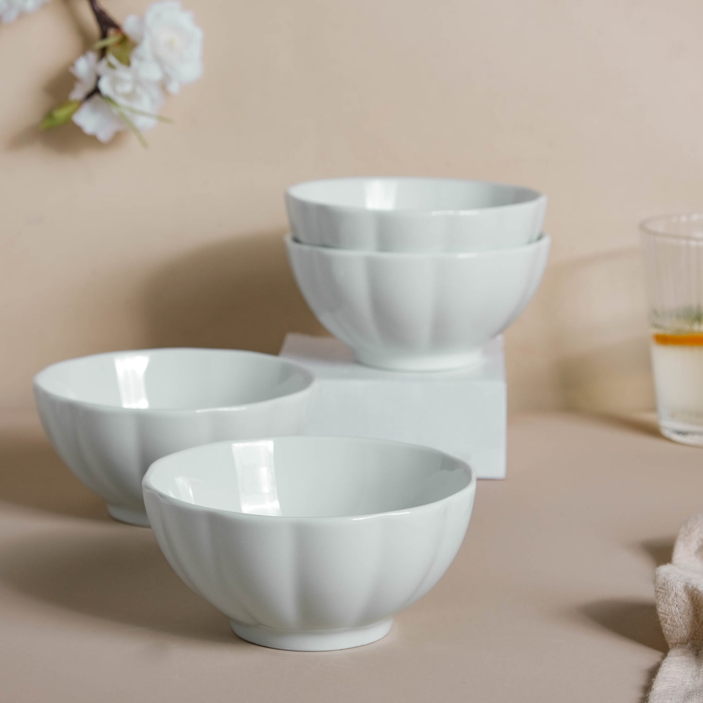 Scalloped Mint Bowl Set of 4