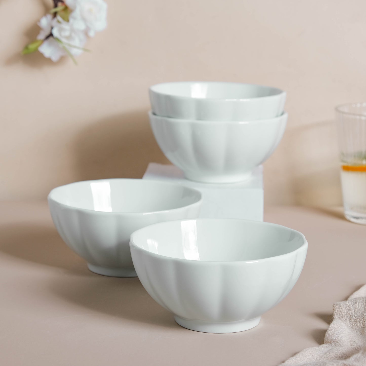 Scalloped Mint Bowl Set of 4