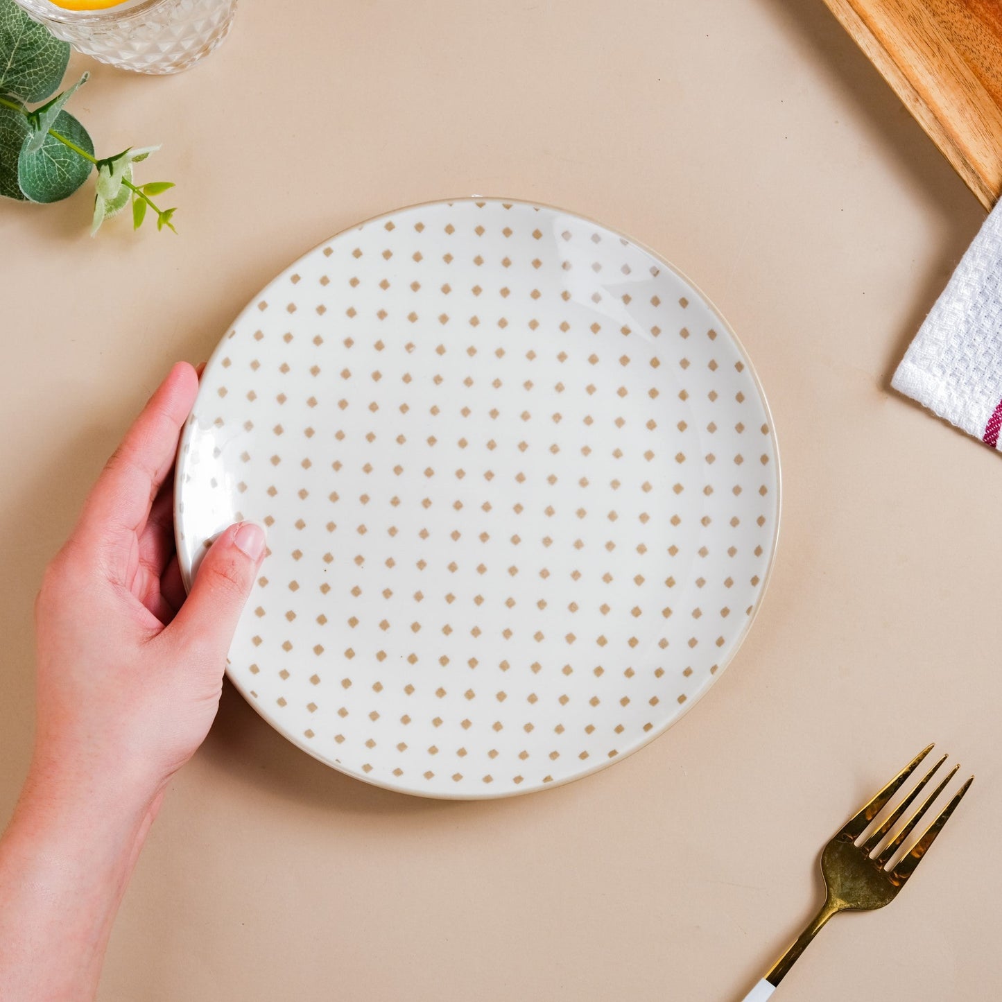 Retro White Ceramic Snack Plate 7.5 Inch Set Of 2