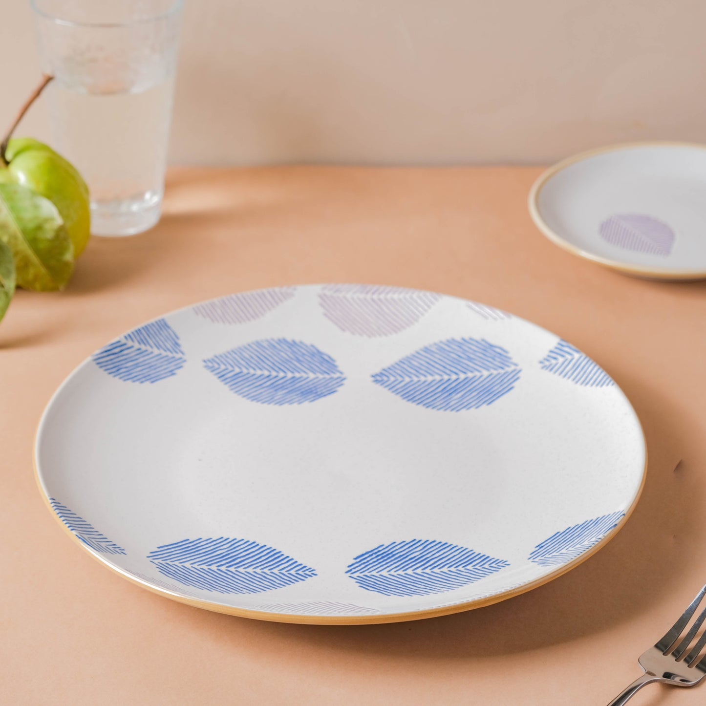 House of Eden Patterned Leaf Dinner Plate 11 Inch