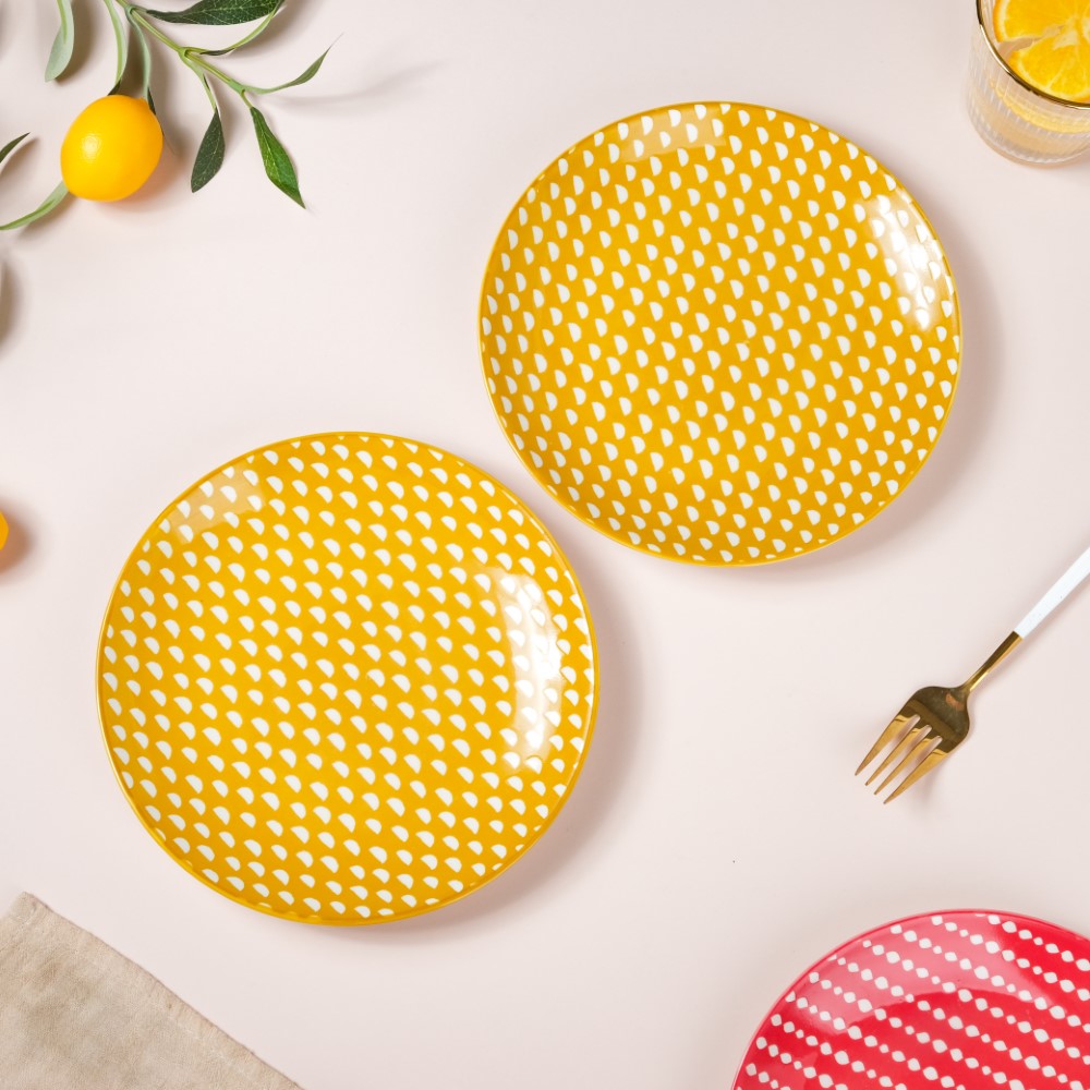 Geometric Mustard Snack Plate 7.5 Inch Set Of 2