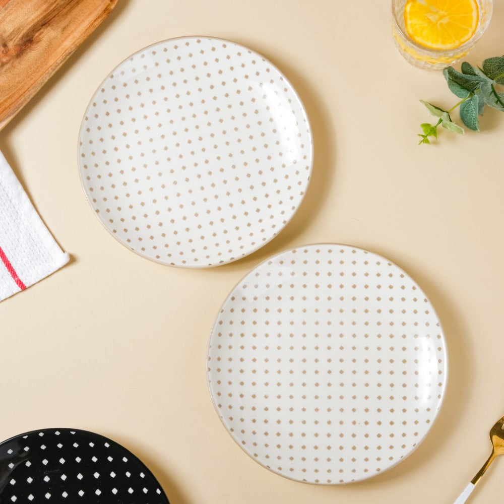 Retro White Ceramic Snack Plate 7.5 Inch Set Of 2