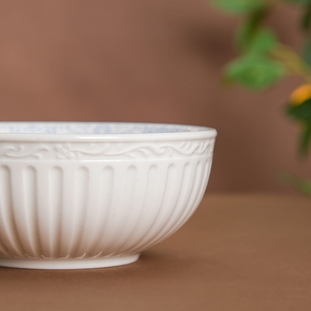 Engraved Rim Ceramic Snack Bowl Blue Set Of 2