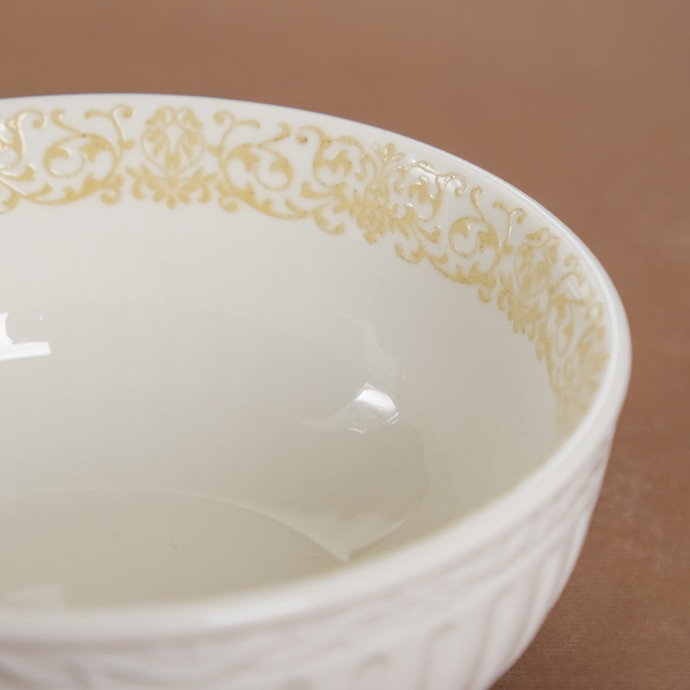 Engraved Rim Ceramic Snack Bowl Yellow Set Of 2