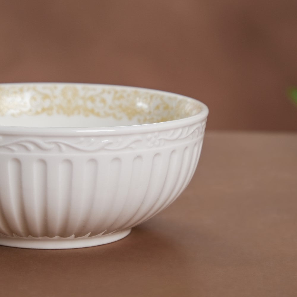 Engraved Rim Ceramic Snack Bowl Yellow Set Of 2