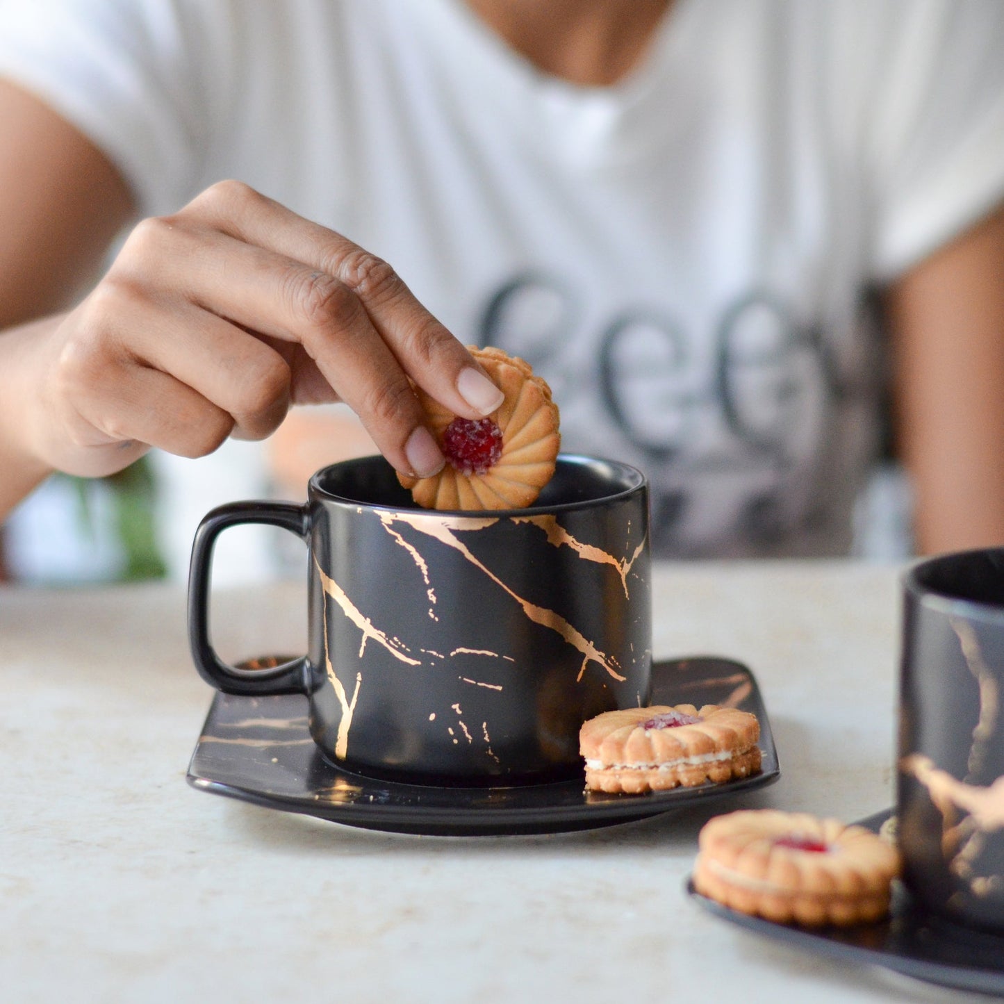 Marble Tea Cup and Saucer