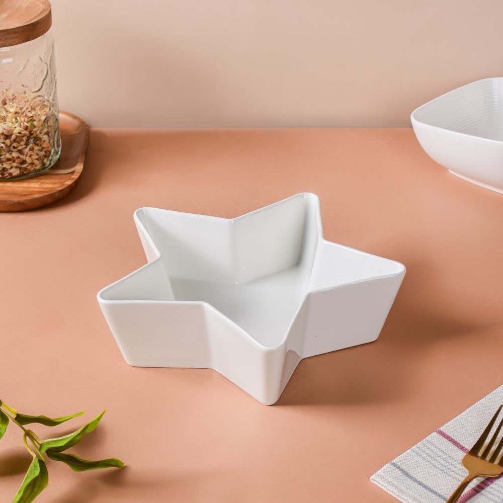 Riona Star Ceramic Fruit Bowl White Large 600 ml