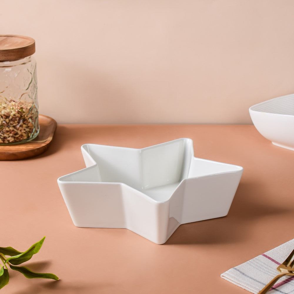 Riona Star Ceramic Fruit Bowl White Large 600 ml