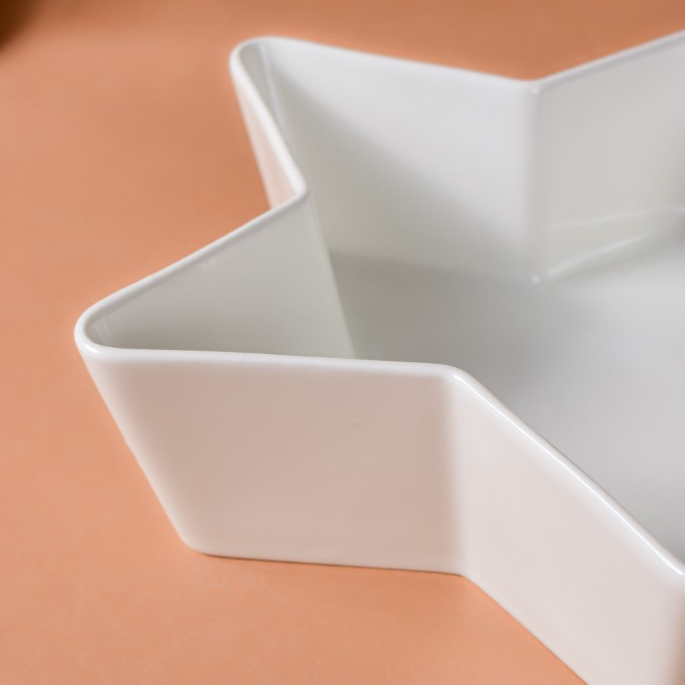Riona Star Ceramic Fruit Bowl White Large 600 ml