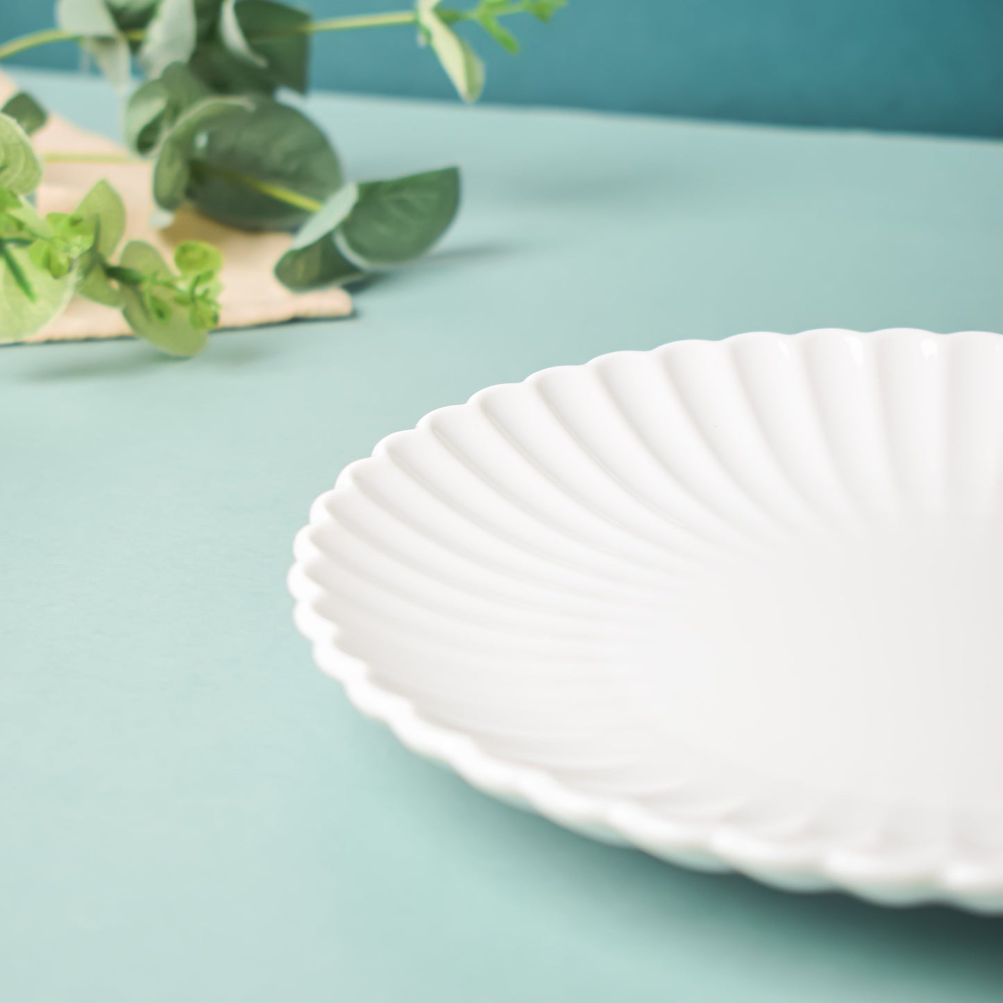 Riona Ribbed Ceramic Snack Plate White 7 Inch
