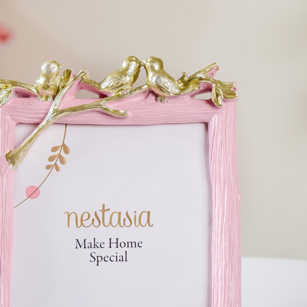 Nestling Birds Photo Frame Pink