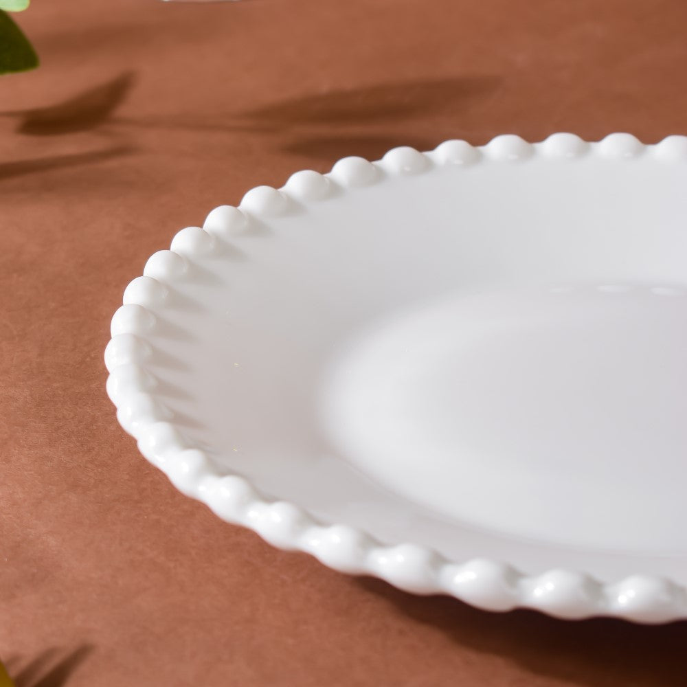 Scalloped Snack Plate White 8 Inch