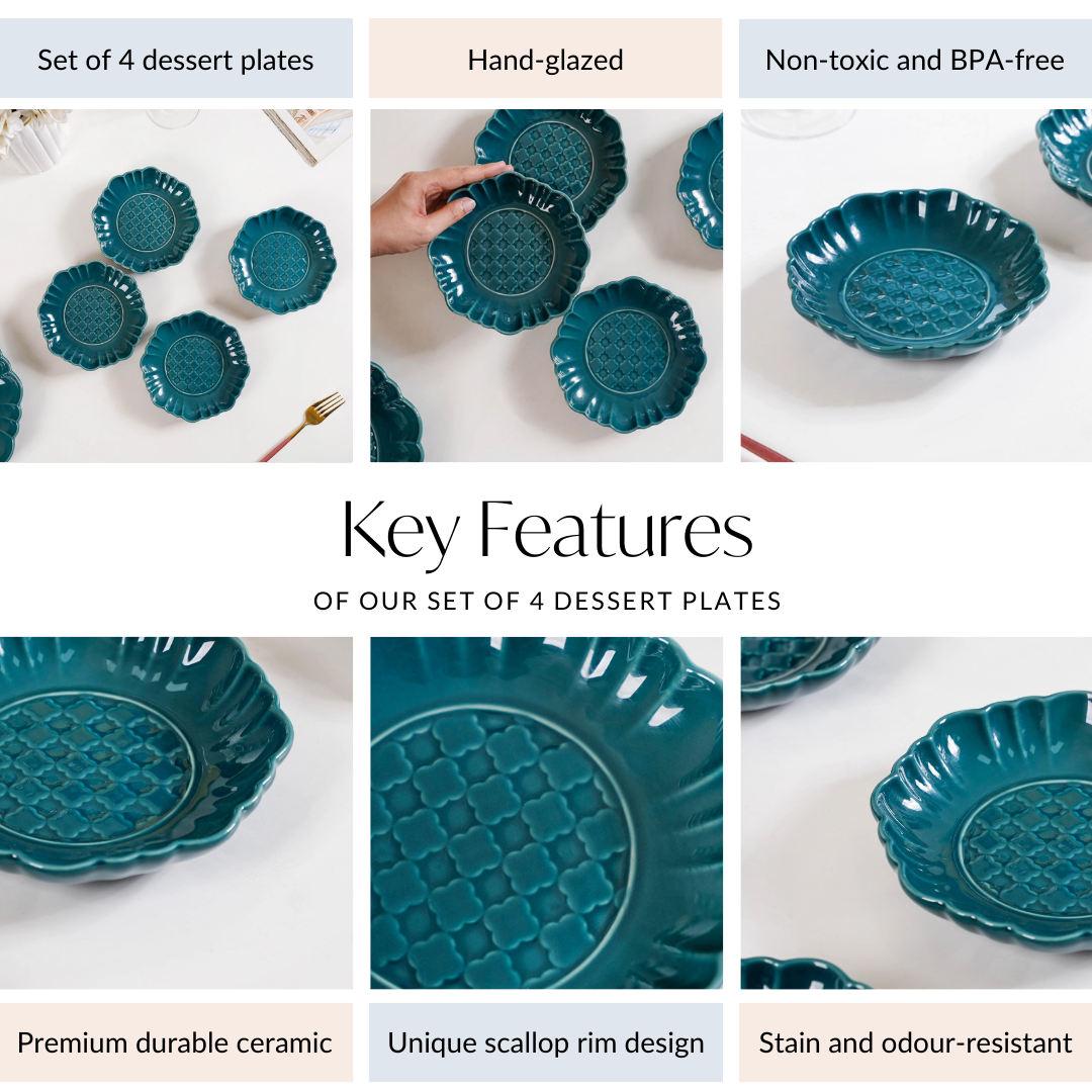 Luxe Ceramic Dessert Plate Green Set Of 4 6 Inch