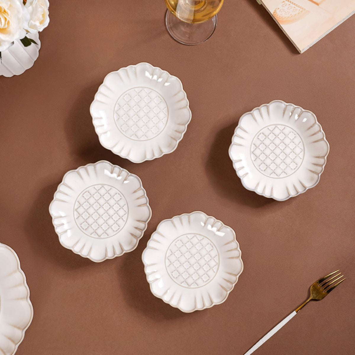 Ivory Dessert Plate Set Of 4 6 Inch