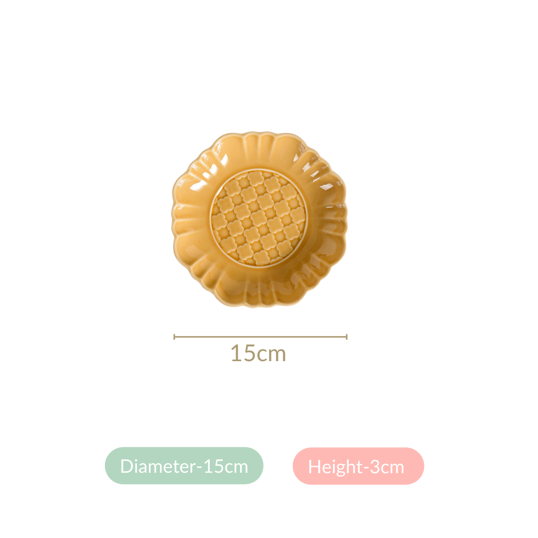 Moroccan Motif Dessert Plate Set Of 4 Yellow Ochre 6 Inch