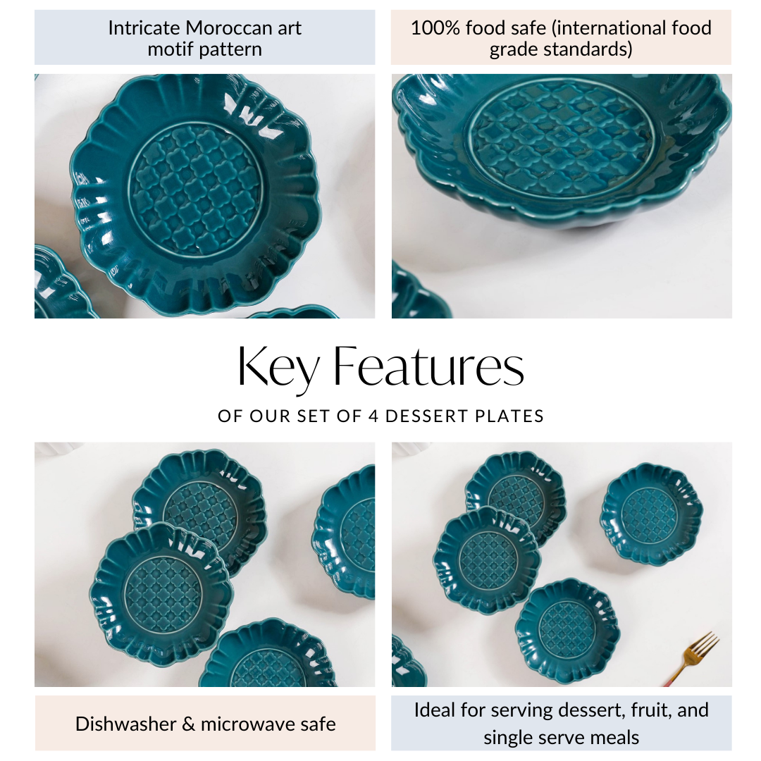 Luxe Ceramic Dessert Plate Green Set Of 4 6 Inch