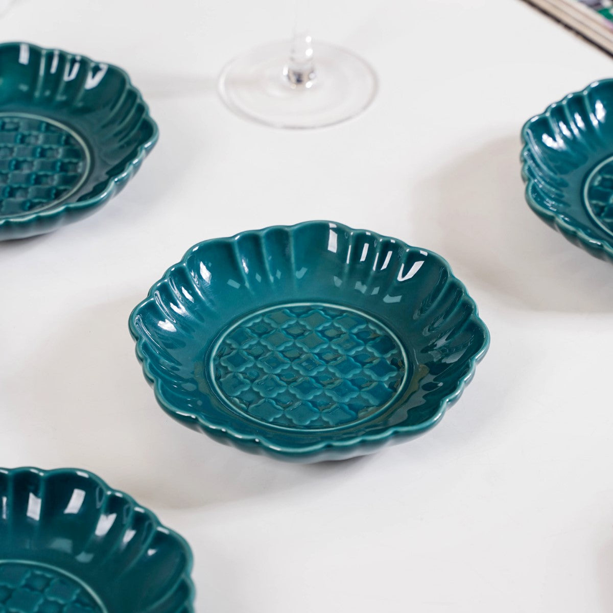 Luxe Ceramic Dessert Plate Green Set Of 4 6 Inch