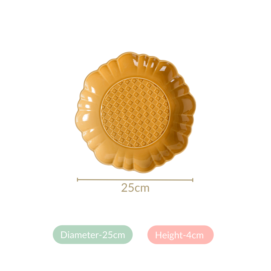 Scalloped Moroccan Dinner Plate Set Of 4 Yellow Ochre 10 Inch