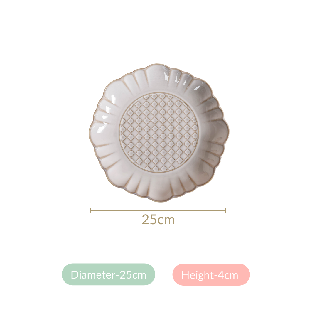 Luxury Ceramic Stoneware Dinner Plate Set Of 4 Ivory 10 Inch