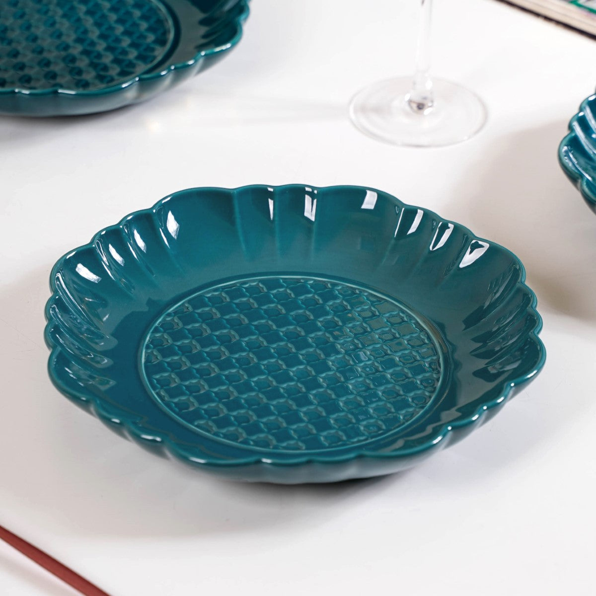 Luxe Moroccan Round Dinner Plate Dark Green Set Of 4 10 Inch