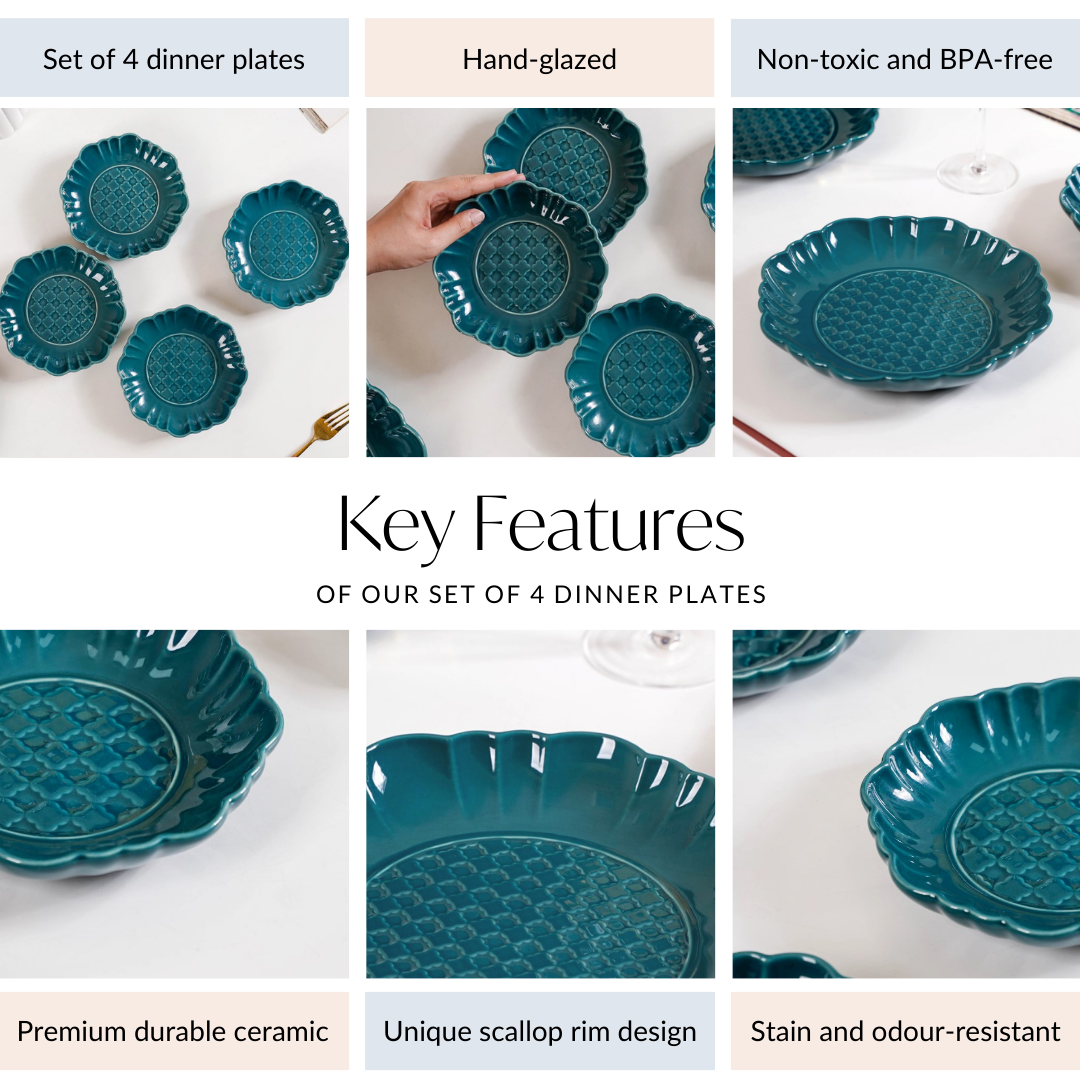 Luxe Moroccan Round Dinner Plate Dark Green Set Of 4 10 Inch