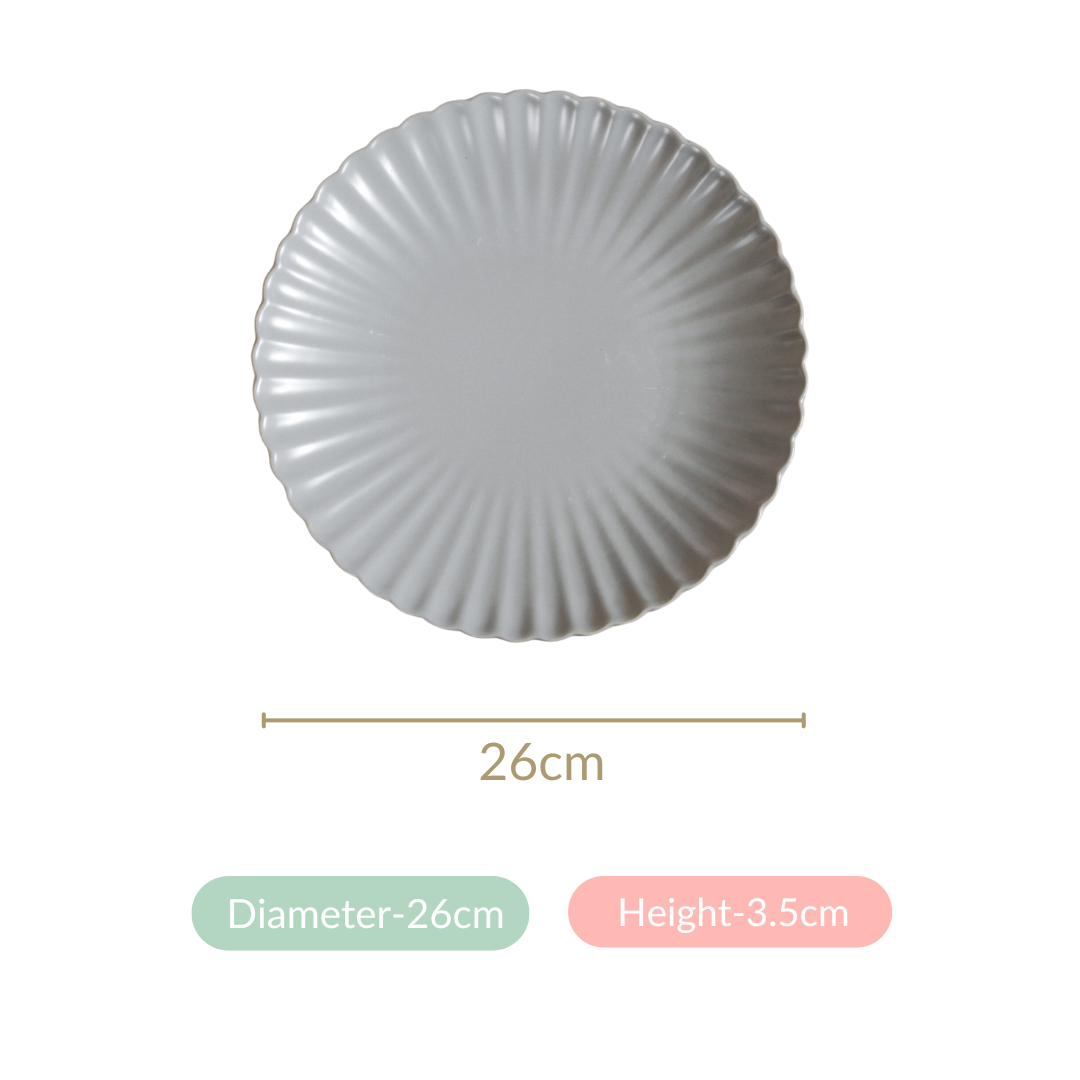 Grey Scallop Dinner Plates Set Of 4 10 Inch