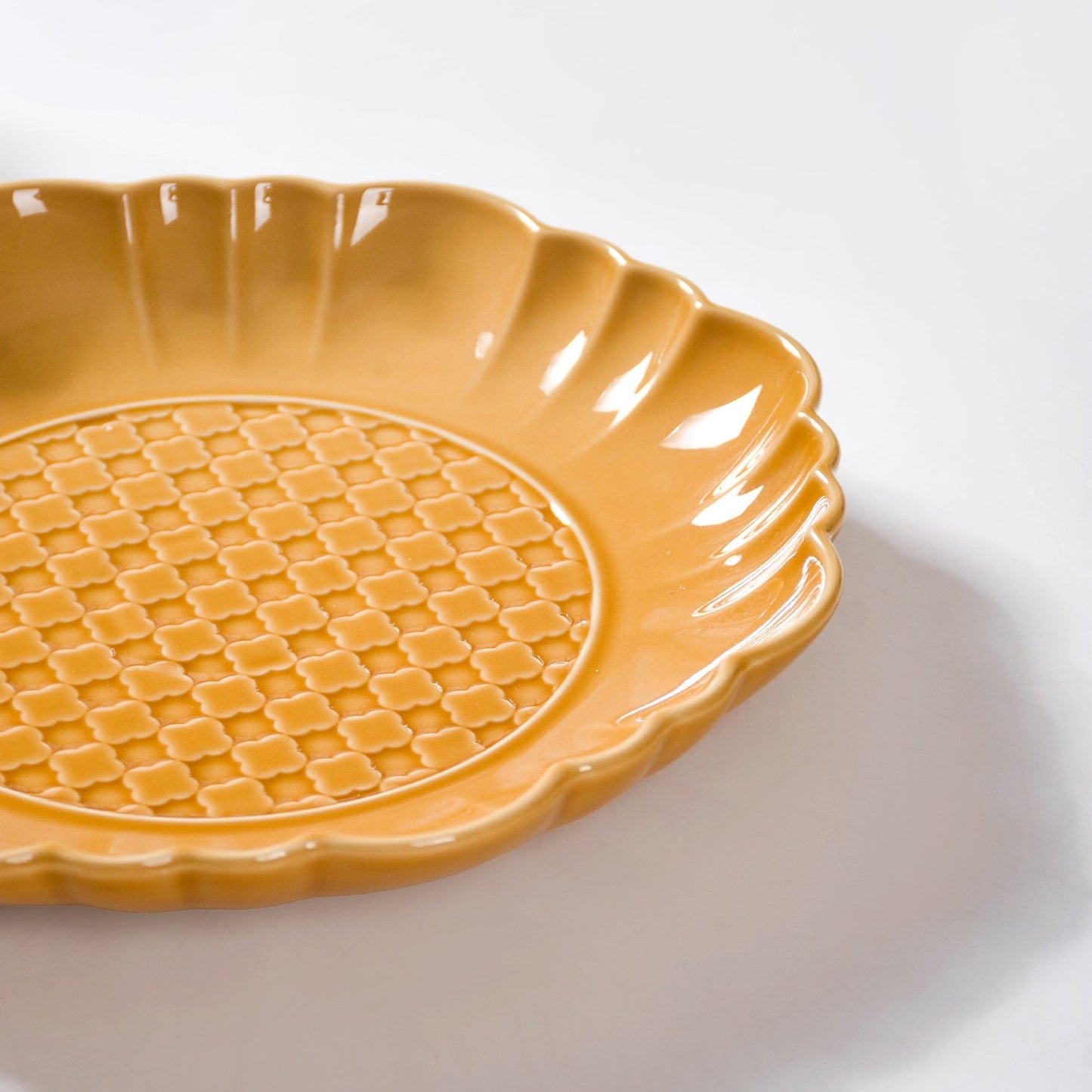 Scalloped Moroccan Dinner Plate Set Of 4 Yellow Ochre 10 Inch