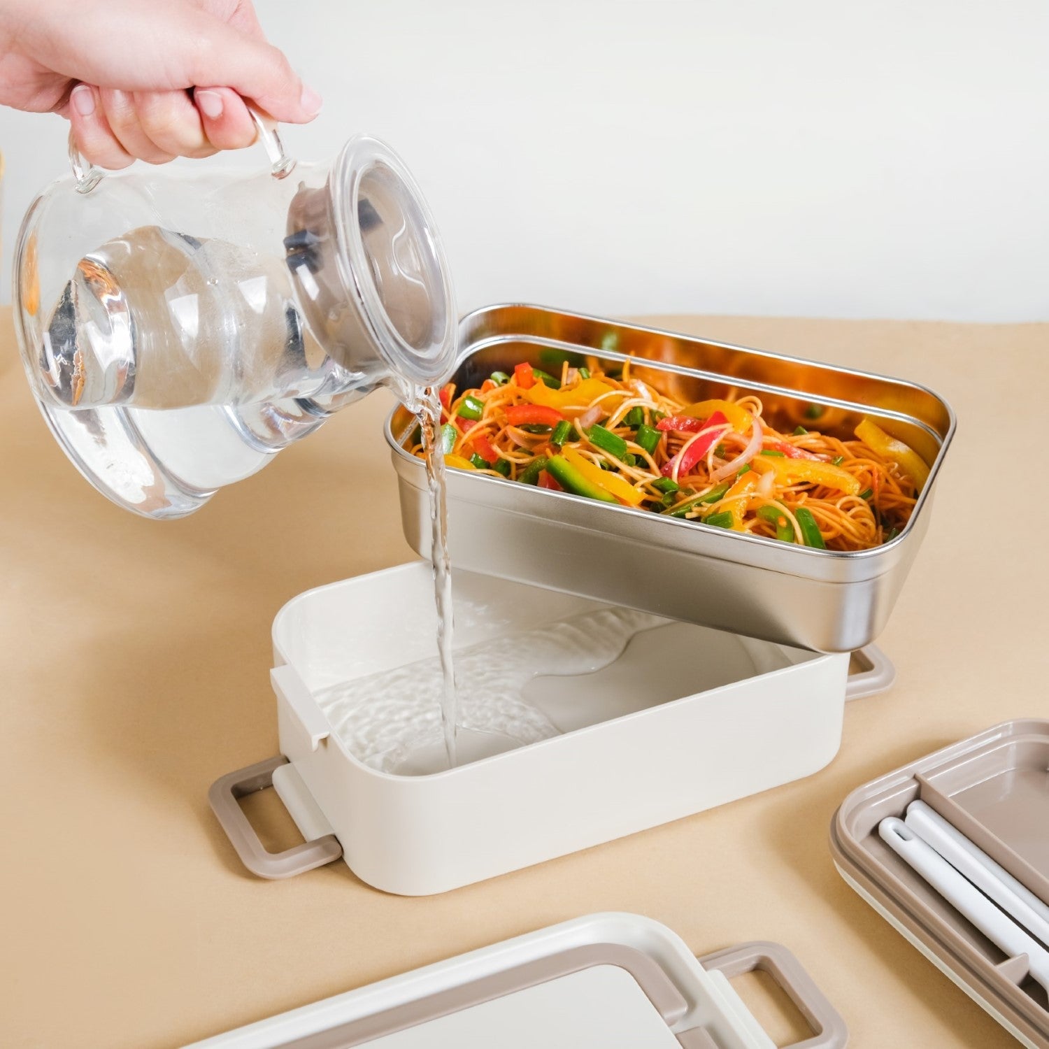 Ninja Airtight Double Decker Bento Lunch Box Matte Beige 2000ml