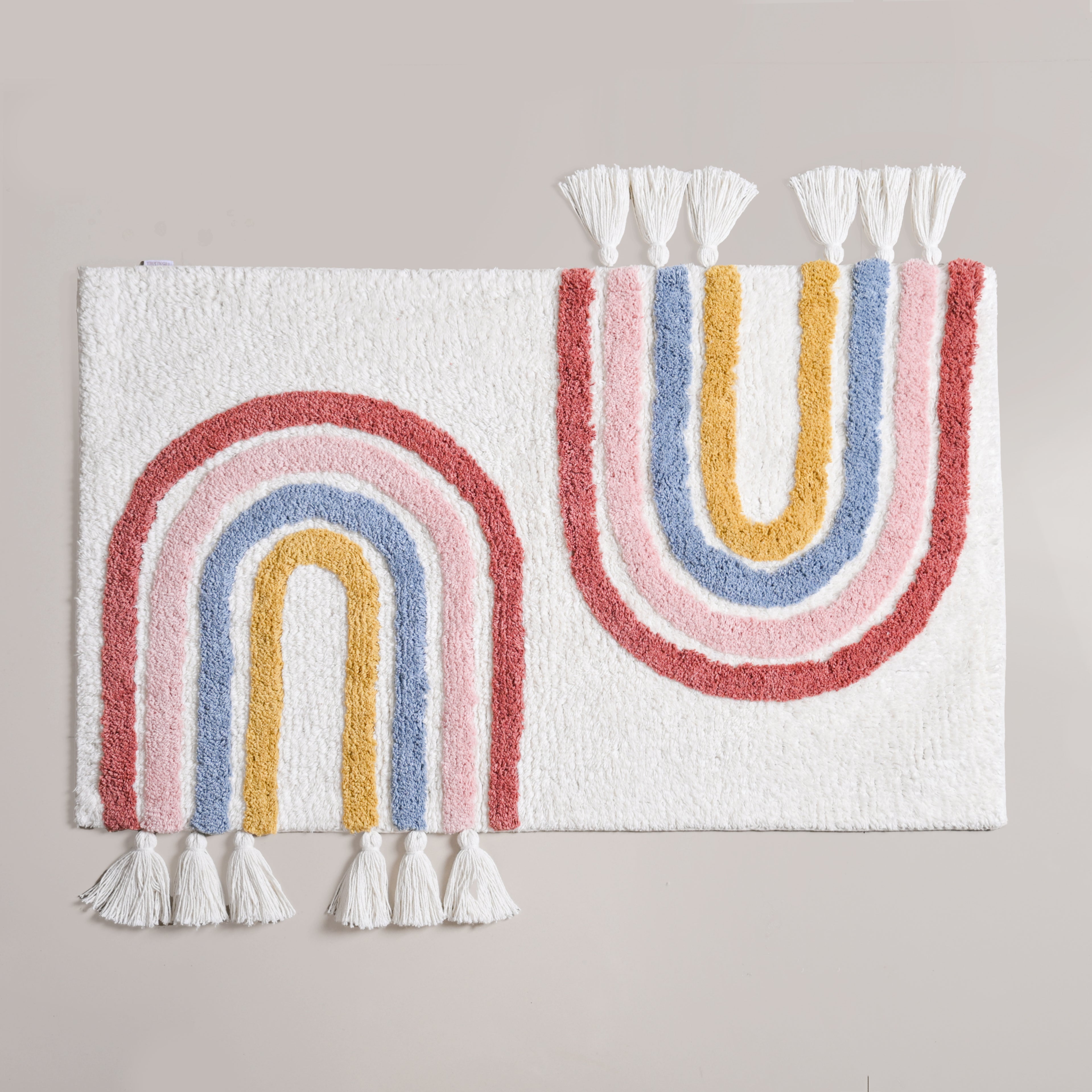 Rainbows With Tassels Cotton Anti Slip Floor Mat 84x51cm