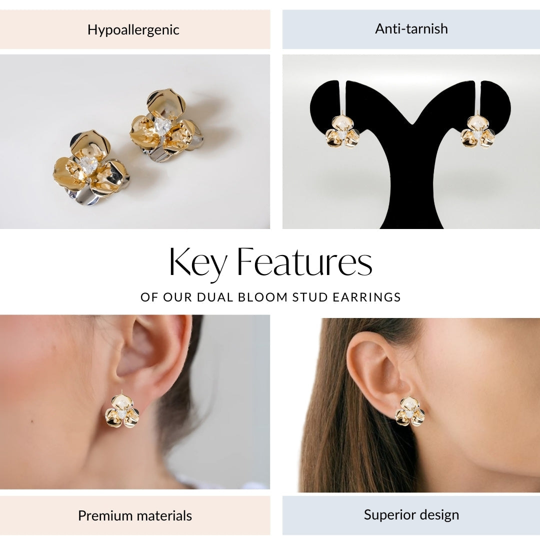 Dual Bloom Stud Earrings