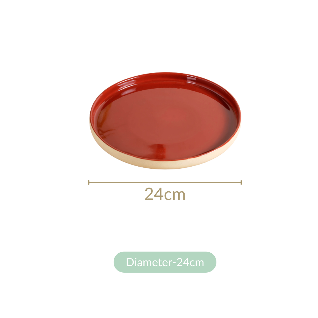 Amber Ceramic Clay Dinner Plates Set Of 4 9 Inch