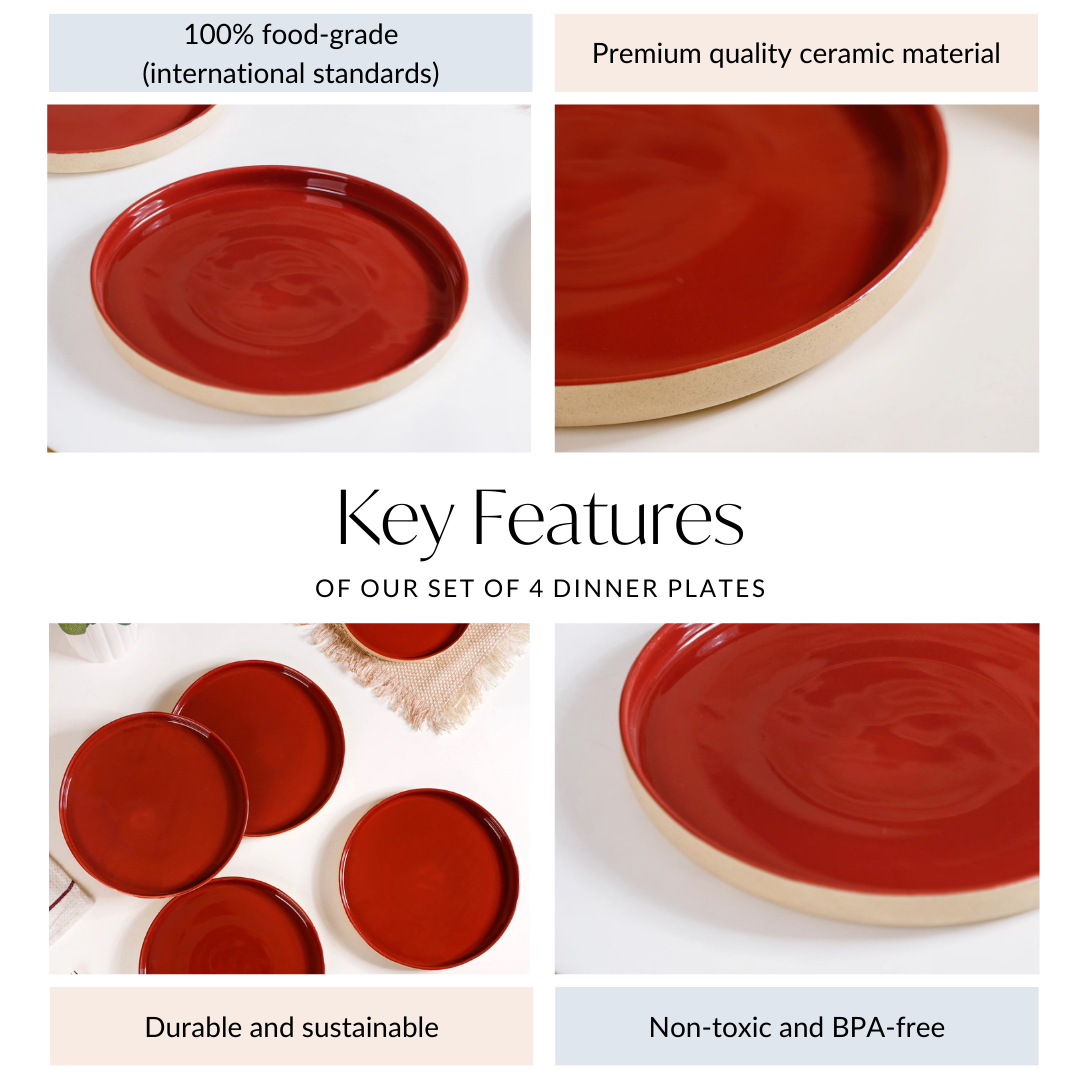 Amber Ceramic Clay Dinner Plates Set Of 4 9 Inch